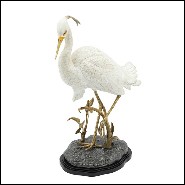 Sculpture in hand painted porcelain with legs and details in solid brass 162-Porcelain Heron