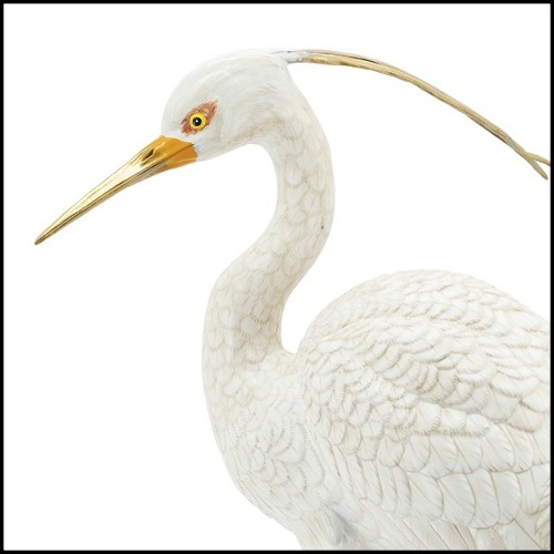 Sculpture in hand painted porcelain with legs and details in solid brass 162-Porcelain Heron