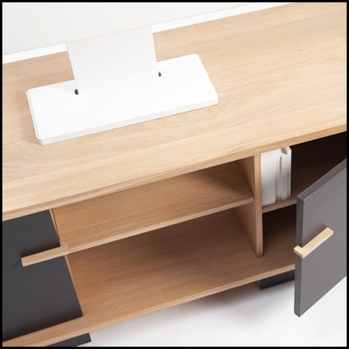 Sideboard TV with structure in 100% solid oak from French sustainable forest 112-Low Oak Double TV