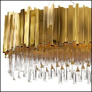 Chandelier with crystal glass pendants and big ring of gold plated polished brass 164-Ambassador Oval