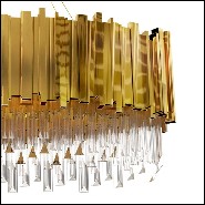 Lustre avec pendentifs en verre cristal et anneau en laiton poli plaqué Gold 164-Ambassador Oval