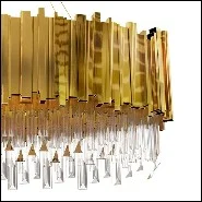 Chandelier with crystal glass pendants and big ring of gold plated polished brass 164-Ambassador Oval