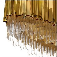 Lustre avec pendentifs en verre cristal et anneau en laiton poli plaqué Gold 164-Ambassador Oval