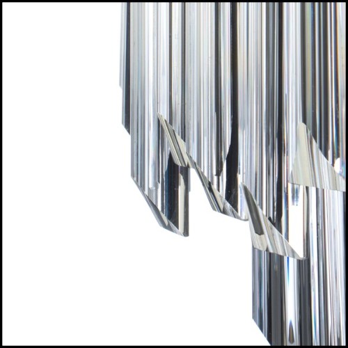 Lustre avec long anneau ovale en laiton poli plaqué or et pendentifs en verre cristal 164-Ambassador Long Oval
