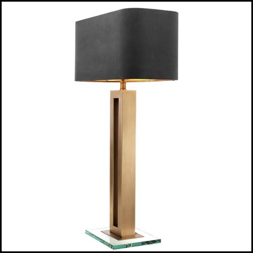 Table lamp with structure in antique brass finish and clear glass base 24-Gap