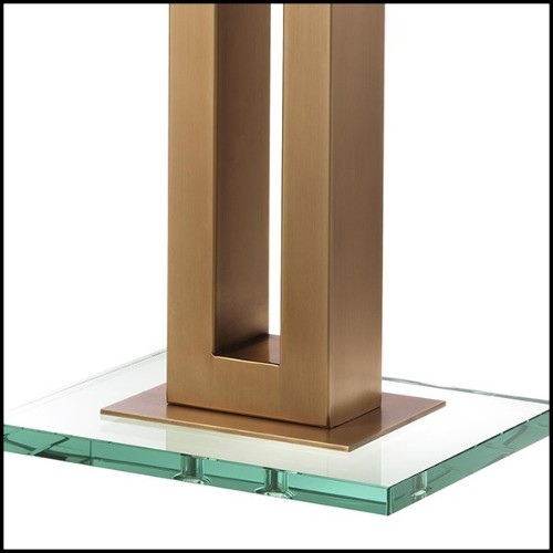 Table lamp with structure in antique brass finish and clear glass base 24-Gap