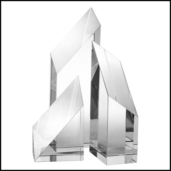 Set of 3 clear crystal glass decoration pieces 24-Pyramidale