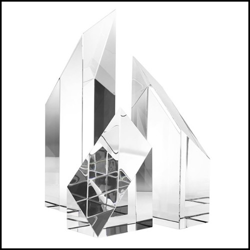 Set de 3 pièces de décoration en verre cristal clair 24-Pyramidale
