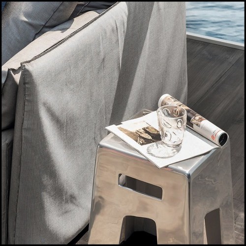 Tabouret avec toute la structure en aluminium poli 30-Alu Fusion