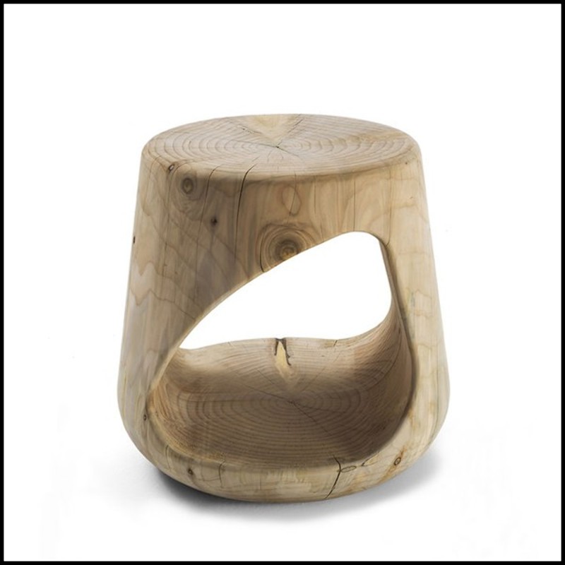 Stool in solid natural aromatic cedar wood 154-Cavity