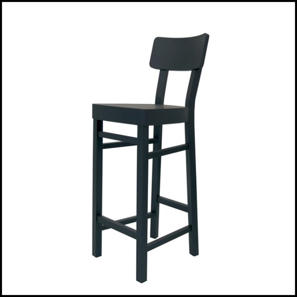 Bar stool with structure in solid beechwood in black matte finish 30-Black Wooden