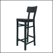 Bar stool with structure in solid beechwood in black matte finish 30-Black Wooden