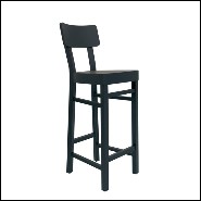 Bar stool with structure in solid beechwood in black matte finish 30-Black Wooden