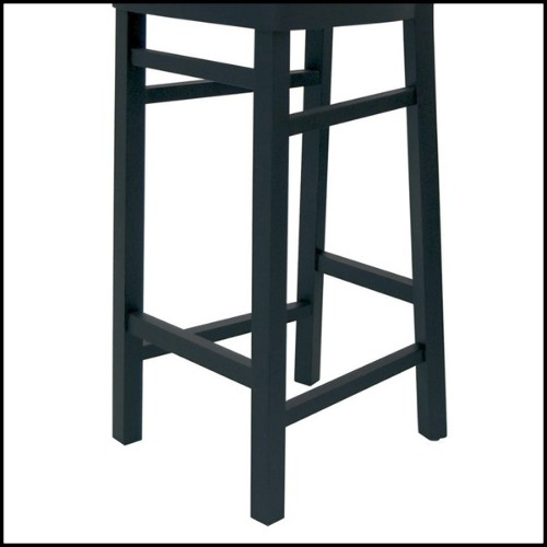 Bar stool with structure in solid beechwood in black matte finish 30-Black Wooden