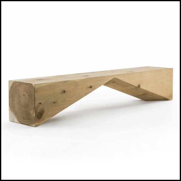 Bench made from a single solid cedar wood block 154-Diamant