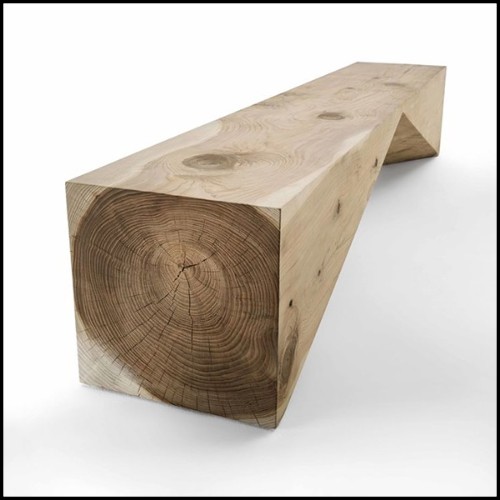 Bench made from a single solid cedar wood block 154-Diamant