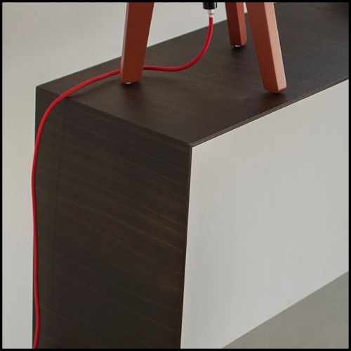 Console table with hand carved structure in varnished solid walnut wood 163-Viaduc