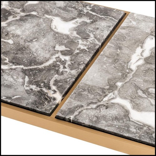 Coffee table with structure in brushed brass finish stainless steel and grey marble top 24-Quiz