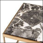Table basse avec structure en acier inoxydable finition laiton brossé et plateau en marbre gris 24-Quiz