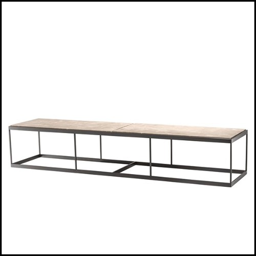 Coffe table with structure in bronze finish stainless steel and beige marble top 24-Quiz
