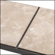 Table basse avec structure en acier inoxydable finition bronze et plateau en marbre beige 24-Quiz