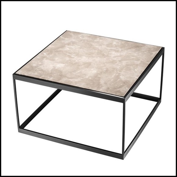 Table d'appoint avec structure en acier inoxydable finition bronze et plateau en marbre beige 24-Quiz