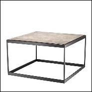 Table d'appoint avec structure en acier inoxydable finition bronze et plateau en marbre beige 24-Quiz