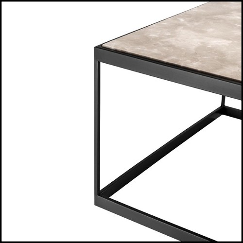 Table d'appoint avec structure en acier inoxydable finition bronze et plateau en marbre beige 24-Quiz