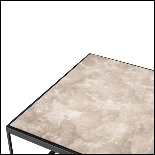 Table d'appoint avec structure en acier inoxydable finition bronze et plateau en marbre beige 24-Quiz