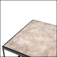 Table d'appoint avec structure en acier inoxydable finition bronze et plateau en marbre beige 24-Quiz