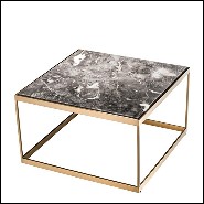 Table d'appoint avec structure en acier inoxydable finition laiton brossé et plateau en marbre gris 24-Quiz