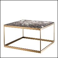 Table d'appoint avec structure en acier inoxydable finition laiton brossé et plateau en marbre gris 24-Quiz