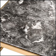 Table d'appoint avec structure en acier inoxydable finition laiton brossé et plateau en marbre gris 24-Quiz