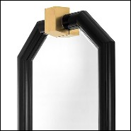 Miroir avec cadre en bois d'acajou massif finitions Black et laiton 24-Emble