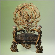 Armchair with structure in solid mahogany from Borneo and amethyst stones PC-Double Amethyst