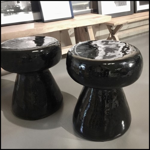 Tabouret avec structure en céramique noire ou blanche 30-Mushroom Ceramic
