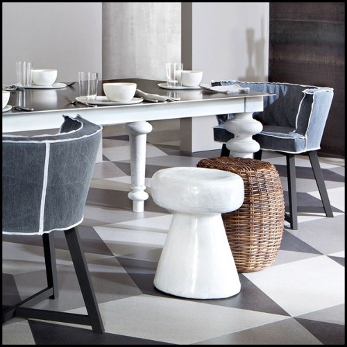 Tabouret avec structure en céramique noire ou blanche 30-Mushroom Ceramic