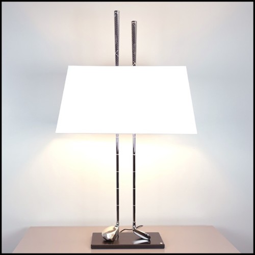 Table lamp with 2 clubs in brass in white bronze finish PC-Golf Club White Bronze