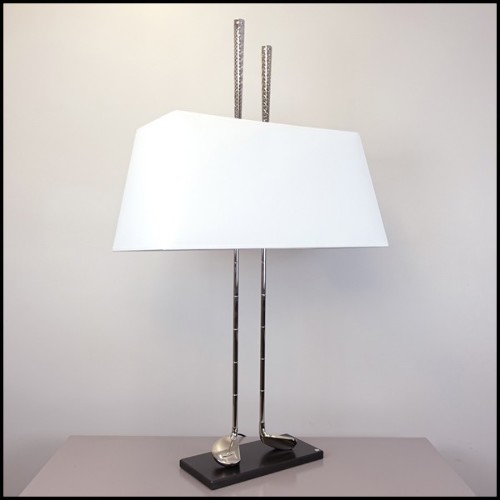 Table lamp with 2 clubs in brass in white bronze finish PC-Golf Club White Bronze