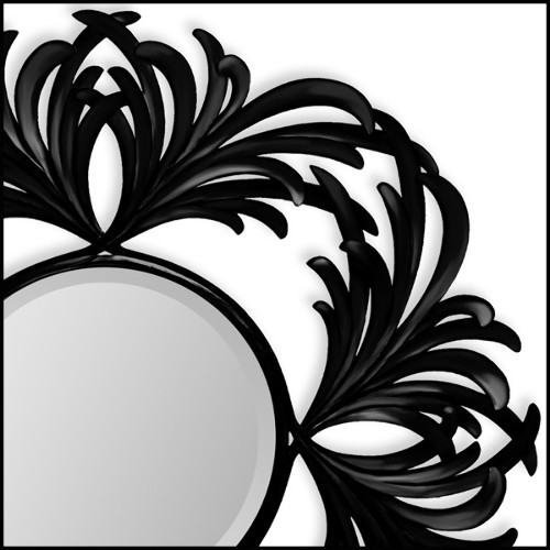 Mirror with hand-carved structure in solid black satinated mahogany wood 119-Baroco