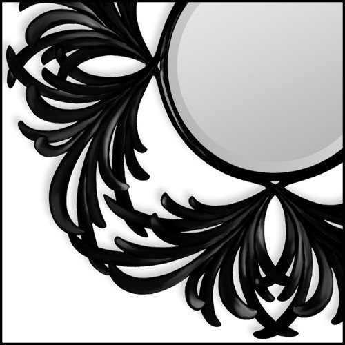 Mirror with hand-carved structure in solid black satinated mahogany wood 119-Baroco