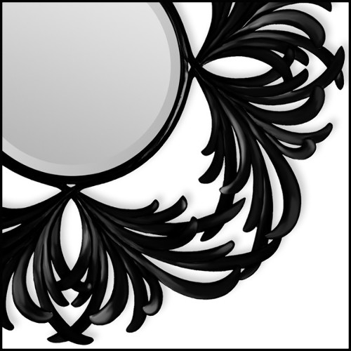 Mirror with hand-carved structure in solid black satinated mahogany wood 119-Baroco
