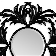 Mirror with hand-carved structure in solid black satinated mahogany wood 119-Baroco