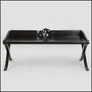 Tray in solid hand-carved mahogany wood in black lacquered finish 119-Black Mahogany