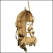 Armchair with structure in solid mahogany wood from Borneo and solid lianes PC-Guru Dome Amethyst