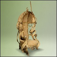 Armchair with structure in solid mahogany wood from Borneo and solid lianes PC-Guru Dome Amethyst