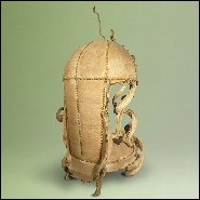 Armchair with structure in solid mahogany wood from Borneo and solid lianes PC-Guru Dome Amethyst