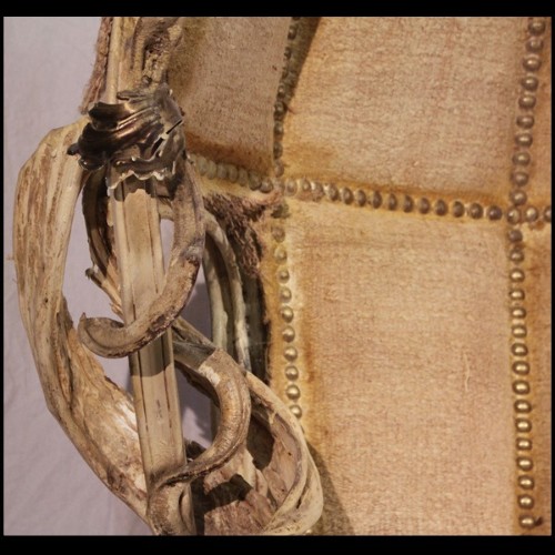 Armchair with structure in solid mahogany wood from Borneo and solid lianes PC-Guru Dome Amethyst