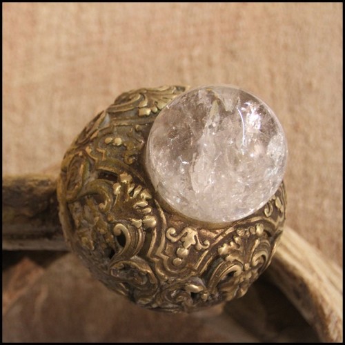 Armchair with structure in solid mahogany wood from Borneo and solid lianes PC-Guru Dome Amethyst