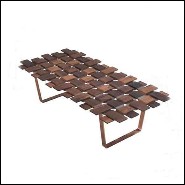 Banc avec dessus en bois de noyer verni massif fabriqué à la main et base en métal forgé 163-Walnut Grid